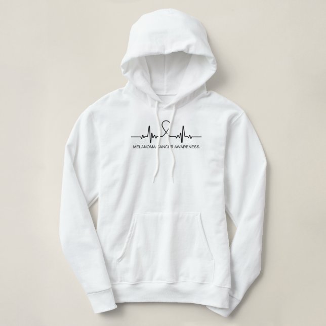 Melanoma Cancer Awareness Heartbeat - In This Fami Hoodie (Design Front)