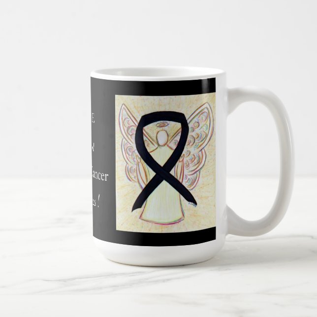Melanoma Cancer Awareness Ribbon Angel Custom Mug (Right)