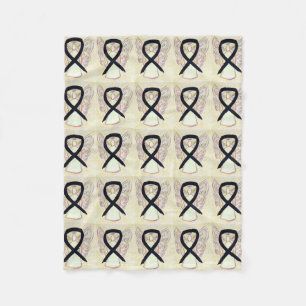 Melanoma Cancer Awareness Ribbon Fleece Blankets