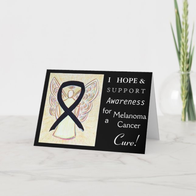 Melanoma Cancer Awareness Ribbon Greeting Card (Front)