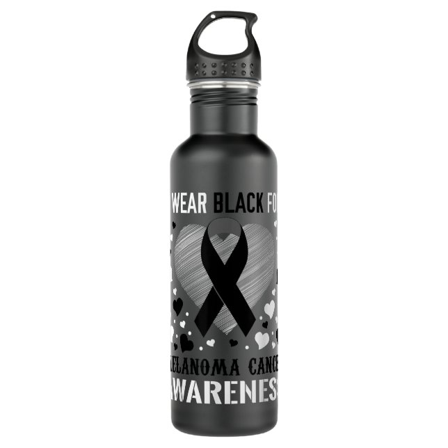 Melanoma Cancer Awareness Support Ribbon  710 Ml Water Bottle (Front)