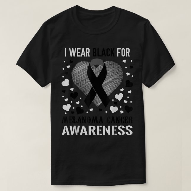 Melanoma Cancer Awareness Support Ribbon  T-Shirt (Design Front)