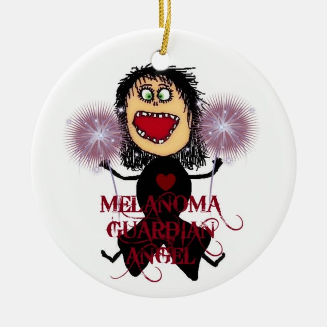 Melanoma Cancer Guardian Angel Ceramic Tree Decoration (Front)