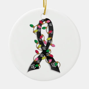 Melanoma Christmas Lights Ribbon Ceramic Tree Decoration