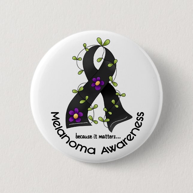 Melanoma FLOWER RIBBON 1 6 Cm Round Badge (Front)