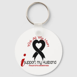 Melanoma I Support My Husband Key Ring