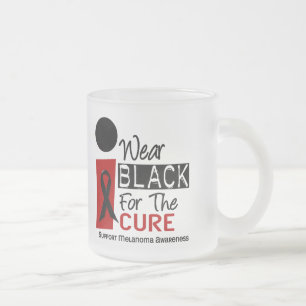 Melanoma I Wear Black For The Cure 9 Frosted Glass Coffee Mug