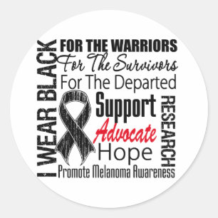 Melanoma I Wear Black Ribbon TRIBUTE Classic Round Sticker