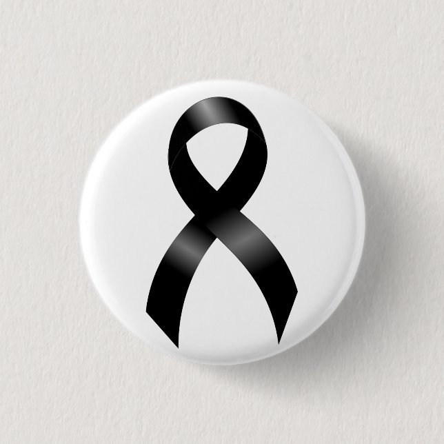 Melanoma | Skin Cancer - Black Ribbon 3 Cm Round Badge (Front)