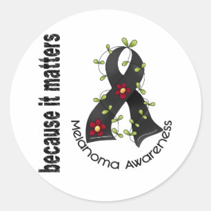 Melanoma Skin Cancer Flower Ribbon 3 Classic Round Sticker