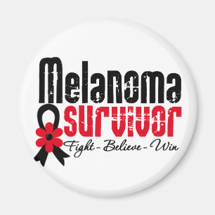 Melanoma Survivor Flower Ribbon Magnet