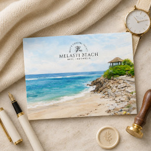 Melasti Beach Bali, Indonesia, Watercolor Souvenir Postcard