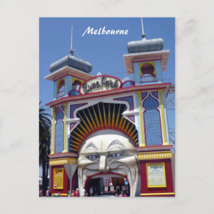 melb luna park face postcard