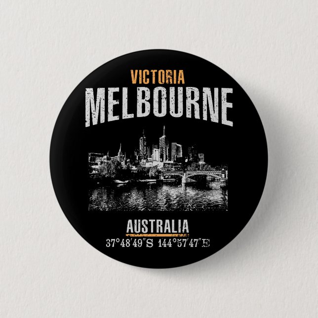 Melbourne 6 Cm Round Badge (Front)
