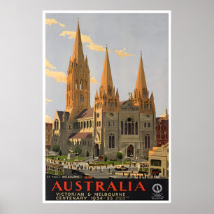 Melbourne Art Australia Travel Poster St Pauls