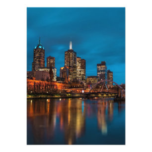 Melbourne at night photo print