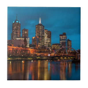 Melbourne at night tile