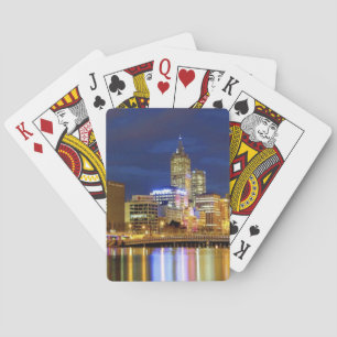 Melbourne, Australia. A nighttime view of the 2 Playing Cards