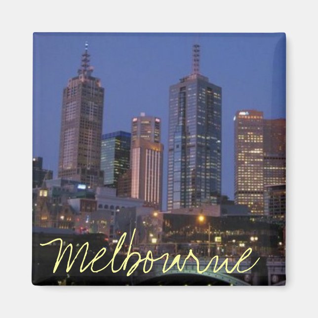 Melbourne Australia at night photography magnet (Front)