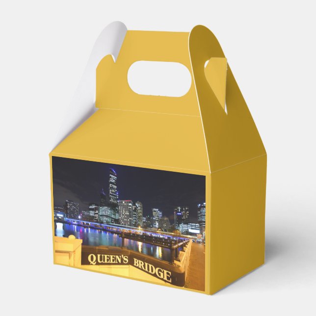 Melbourne Australia CBD Lights over Queen's Bridge Favour Box (Back Side)