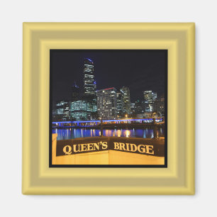 Melbourne Australia CBD Lights over Queen's Bridge Magnet