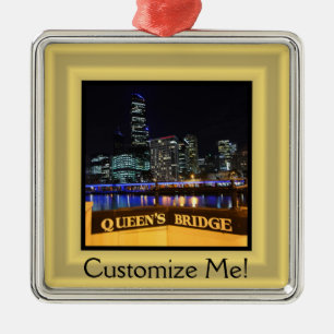 Melbourne Australia CBD Lights over Queen's Bridge Metal Tree Decoration