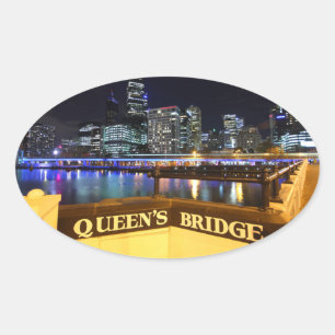 Melbourne Australia CBD Lights over Queen's Bridge Oval Sticker