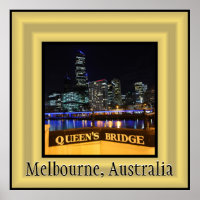 Melbourne Australia CBD Lights over Queen's Bridge