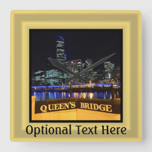 Melbourne Australia CBD Lights over Queen's Bridge Square Wall Clock