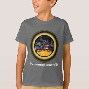 Melbourne Australia CBD Lights over Queen's Bridge T-Shirt