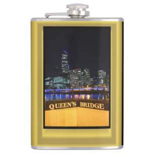 Melbourne Australia CBD Night Lights Hip Flask