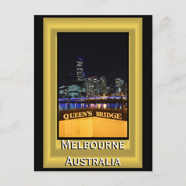 Melbourne Australia CBD Night Lights Postcard (Front)