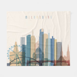 Melbourne, Australia City Skyline Fleece Blanket