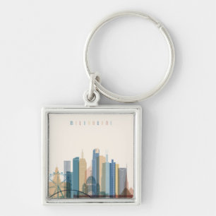 Melbourne, Australia City Skyline Key Ring