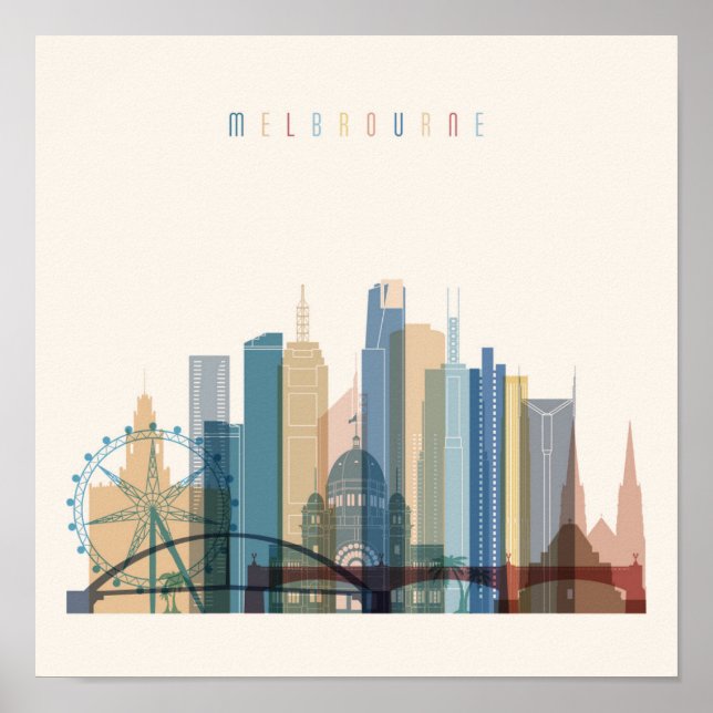 Melbourne, Australia | City Skyline Poster (Front)