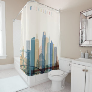 Melbourne, Australia   City Skyline Shower Curtain