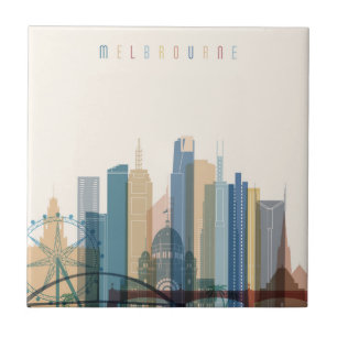 Melbourne, Australia City Skyline Tile