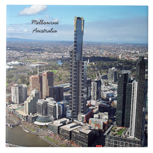 Melbourne, Australia cityscape photograph Tile (Front)