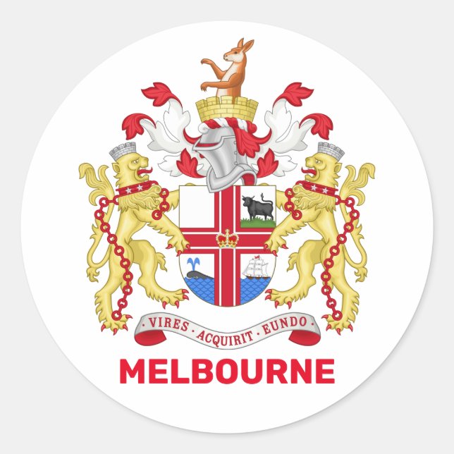 Melbourne, Australia - coat of arms Classic Round Sticker (Front)