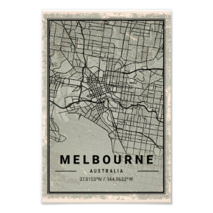 Melbourne australia map print poster canvas