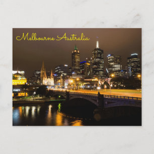 Melbourne Australia night time yarra river Postcard