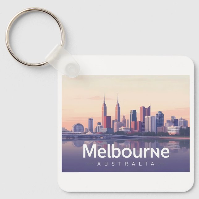 Melbourne Australia Pastel Travel Design Key Ring (Front)