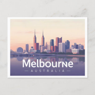 Melbourne Australia Pastel Travel Design Postcard