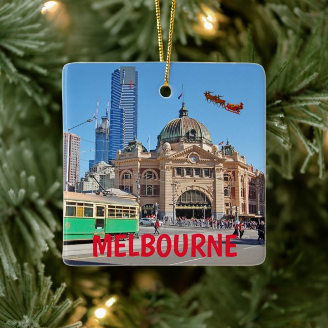 Melbourne Australia Scenic Christmas Ornament (Tree)