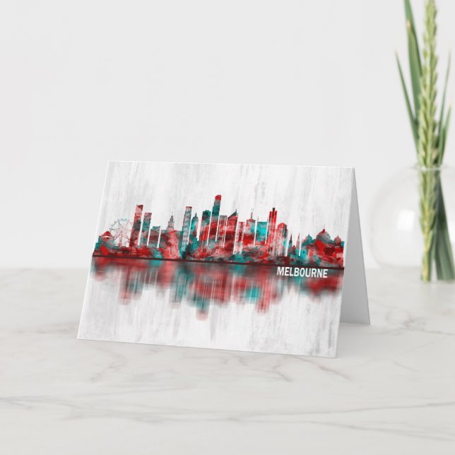 Melbourne Australia Skyline Holiday Card (Front)