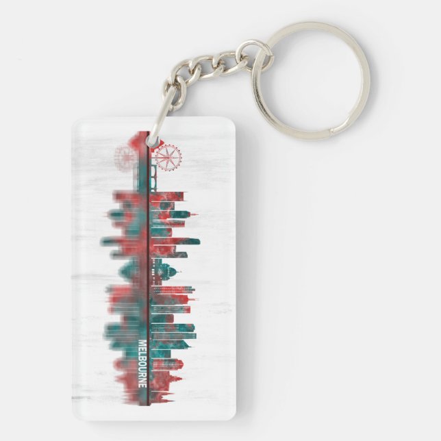 Melbourne Australia Skyline Key Ring (Back)