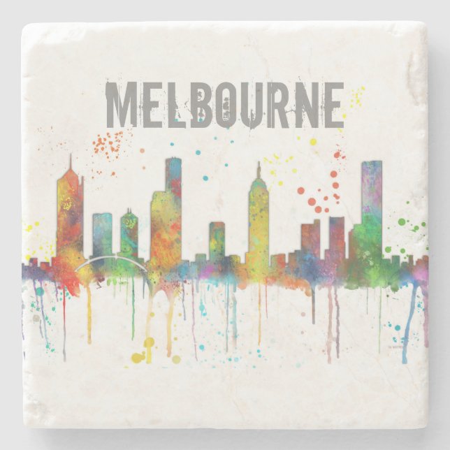 MELBOURNE, AUSTRALIA SKYLINE - Stone Coaster (Front)