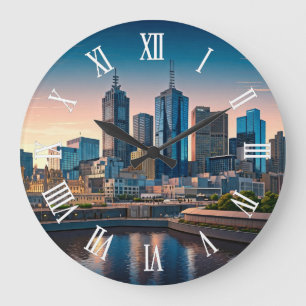 Melbourne Australia Skyline Travel Large Clock