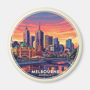 Melbourne Australia Skyline Travel Magnet