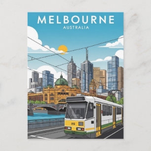 Melbourne Australia Skyline Travel Postcard